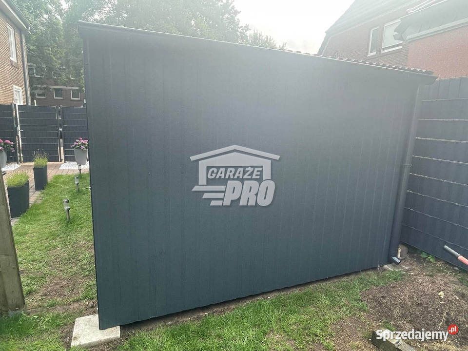 Garaz blaszany 3x8 brama uchylna drzwi antracyt Radom