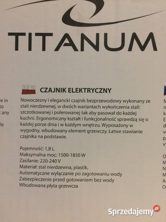 Czajnik elektryczny Titanum pojemność 18L nowy