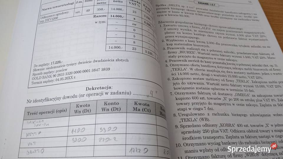 Zbiór zadań z podstaw rachunkowości ujęcie Gdańsk
