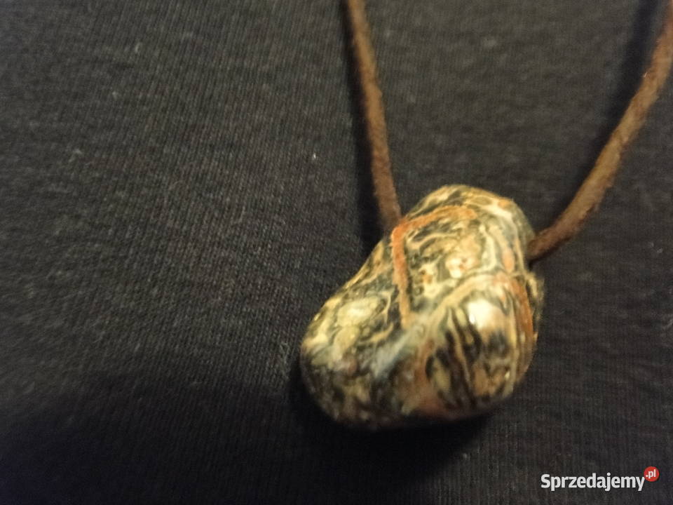 Wisiorek naturalny jaspis na skórzanym rzemieniu