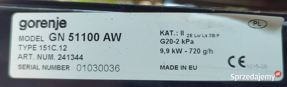 Kuchenka Gorenje GN 51100AW zawory palników