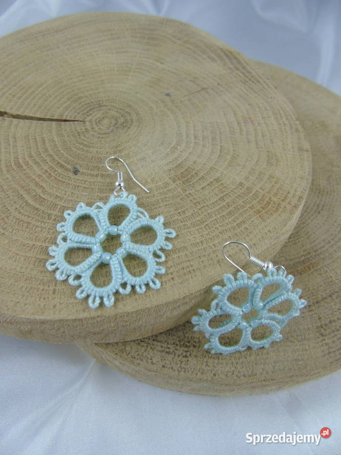 Kolczyki frywolitkowe różne wzory i kolory Wiśniowa