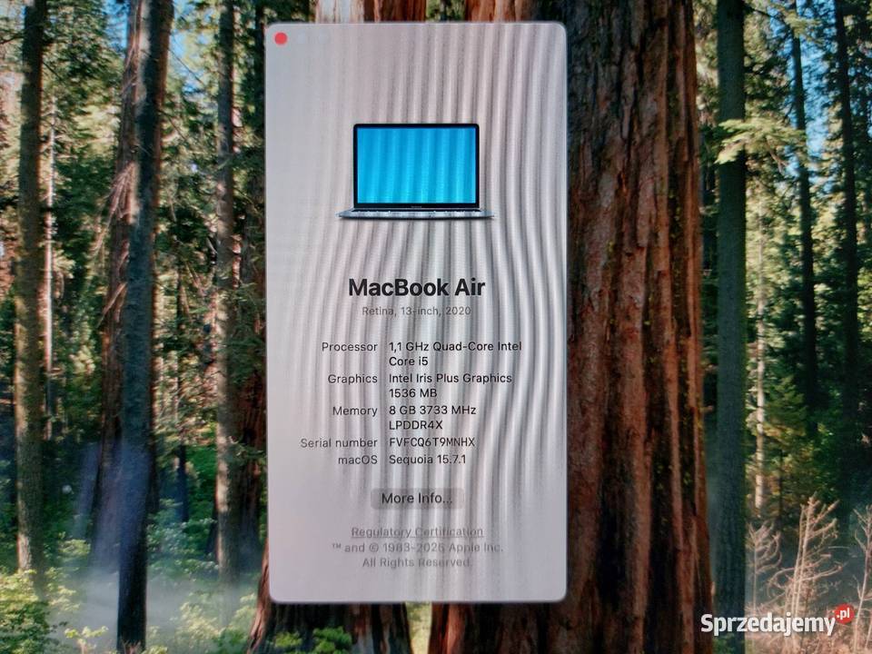 MacBook Air 13 2020 i5 8256GB 13-13.9" mazowieckie Warszawa