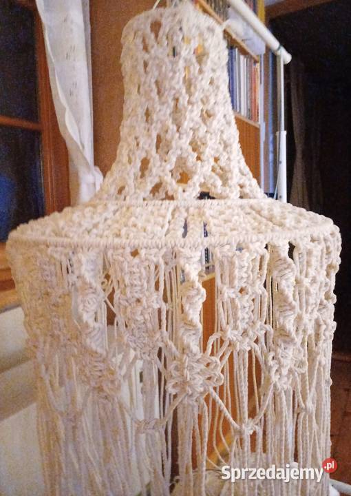 Biały abażur lampion wiszący makrama 5mm 3PLY Kraków