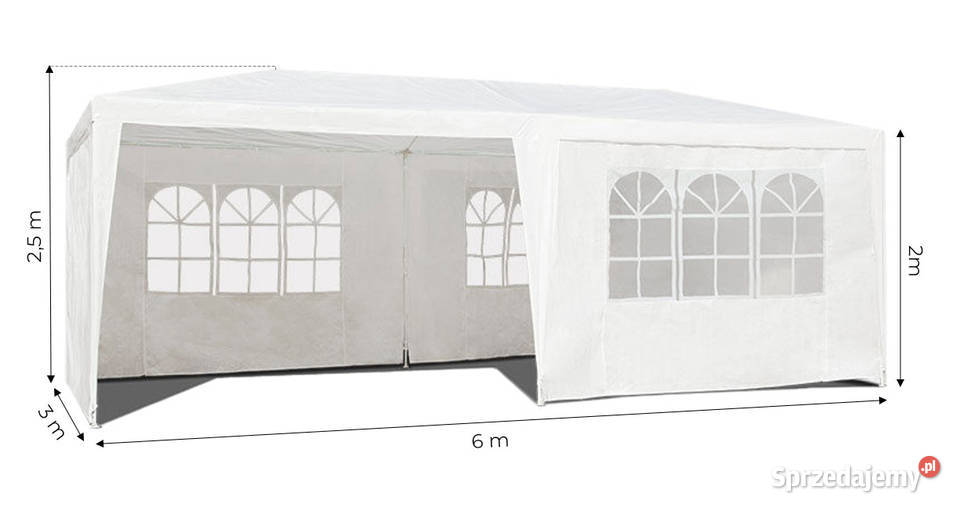 Namiot pawilon ogrodowy handlowy 3x6 m 6 ścianek