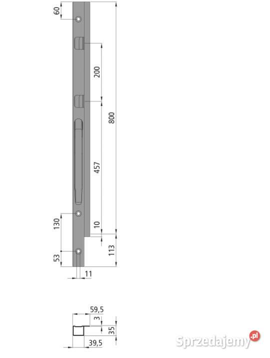 Słupek K20 przód prawy do burty 800 mm 2 zamki Przysieka Polska