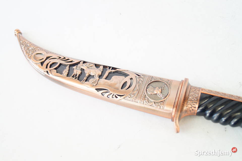 NÓŻ MYŚLIWSKI dekoracyjny z jeleniem prezent Gizałki