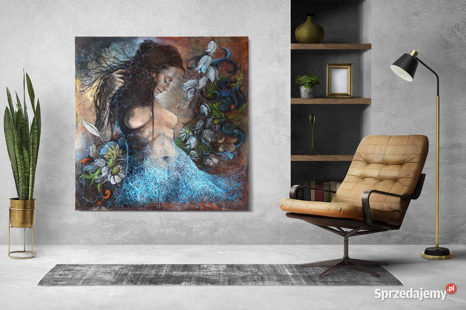 Akt fantasy obraz malowany na betonowym wielkopolskie Bojanowo
