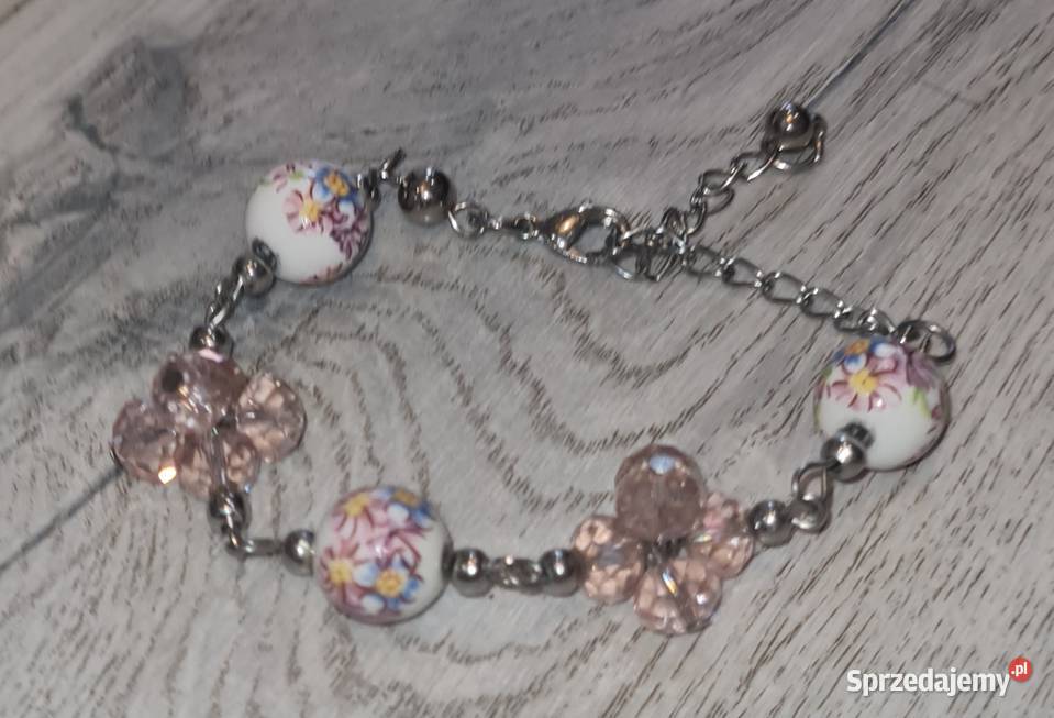 Bransoletka damska koraliki róż Łódź