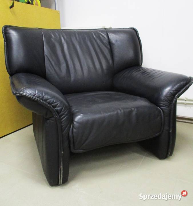 Stary Fotel Czarna Skóra Nieporęt