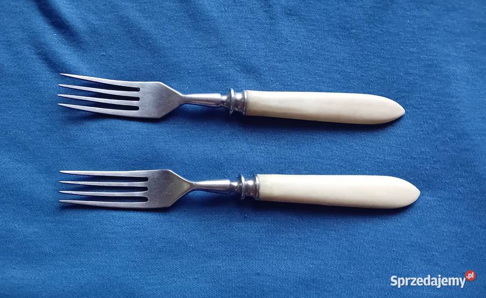 Dwa widelce ze stali nierdzewnej z ebonitowymi Koźminek