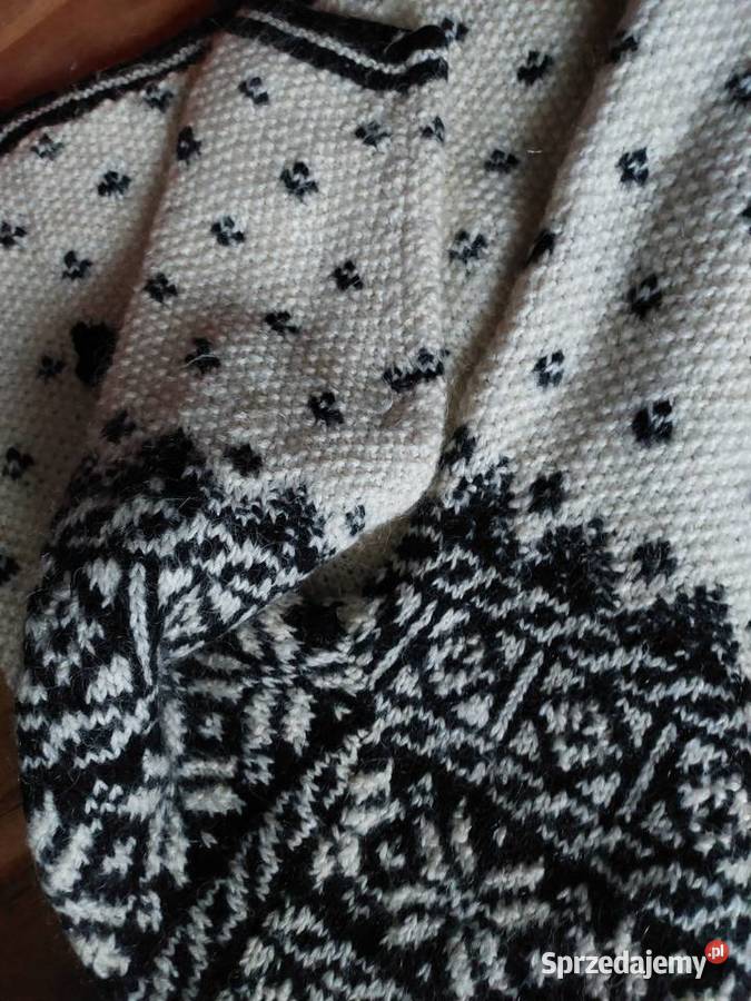 Gruby swetr Norweski L biały Wrocław sprzedam