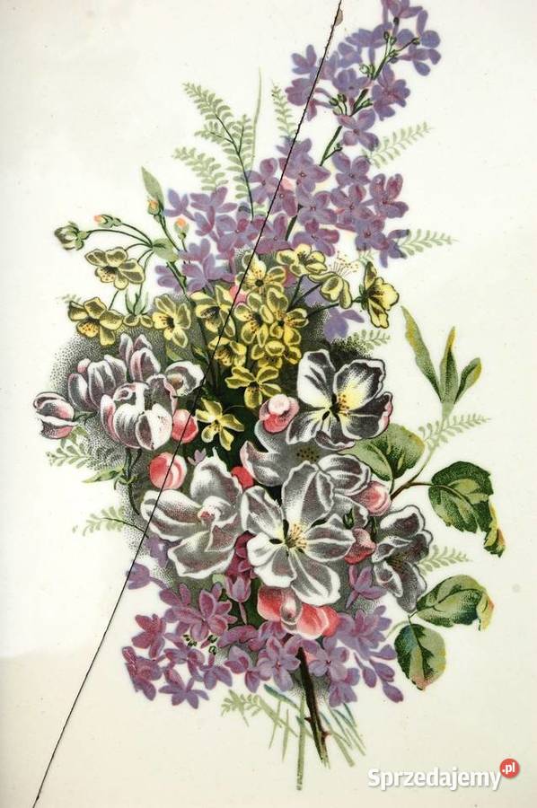 Patera secesyjna Secesja ceramika metal kwiaty wielokolorowy