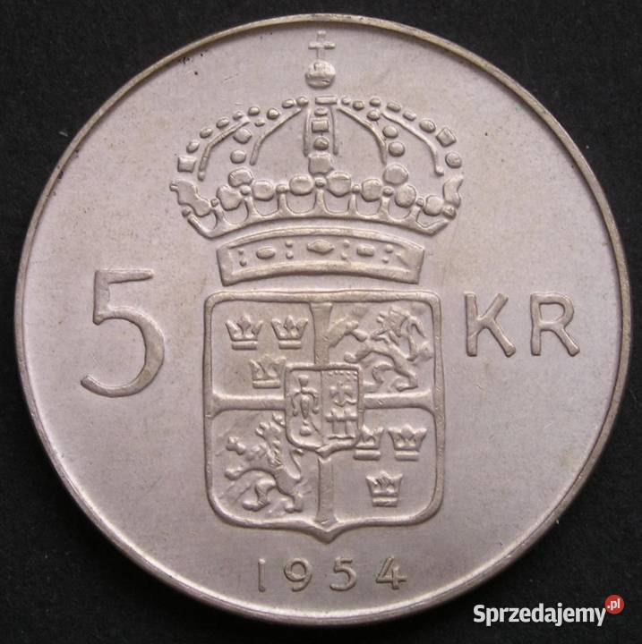 SZWECJA 5 KORON GUSTAW VI ADOLF STAN MENNICZY Numizmatyka