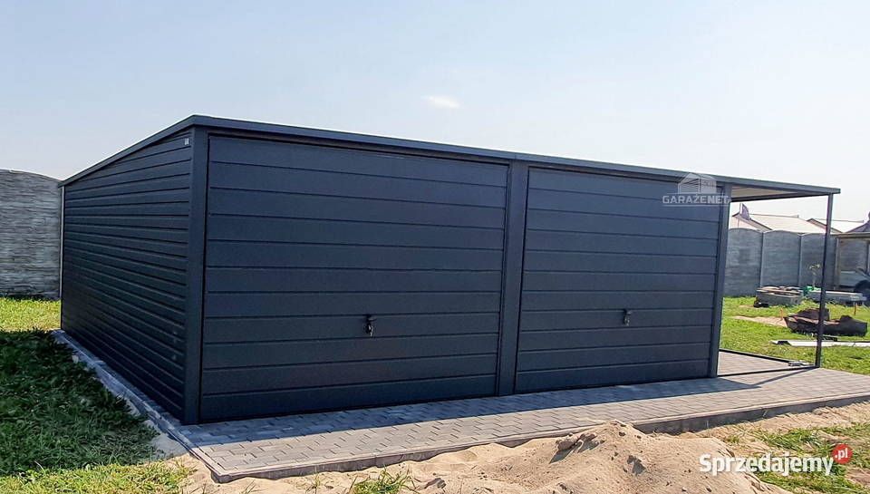 GARAŻ BLASZANY 6M X 5M SPAD TYŁ 2X BRAMA WIATA Łapanów