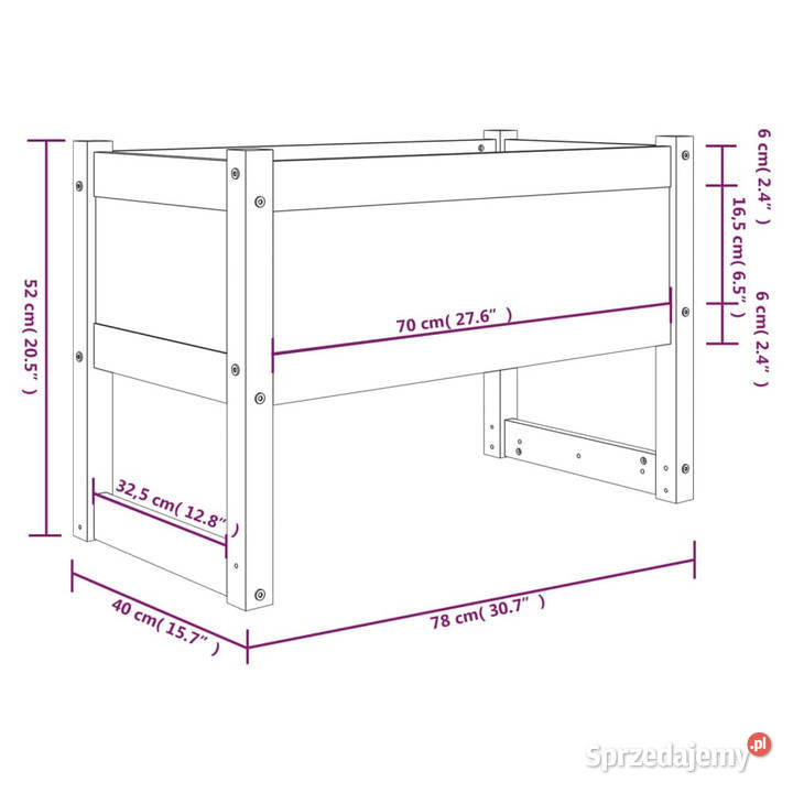 Donica biała 78x40x52 lite drewno sosnowe