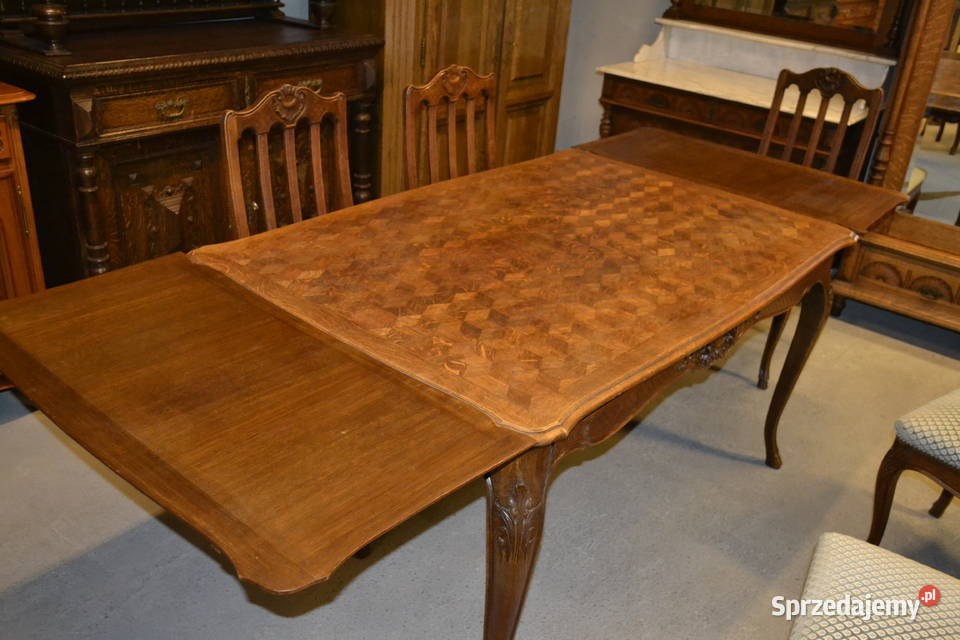 stół i 6 krzeseł ludwikowski komplet dąb Antyki, Sztuka, Kolekcje Będzin