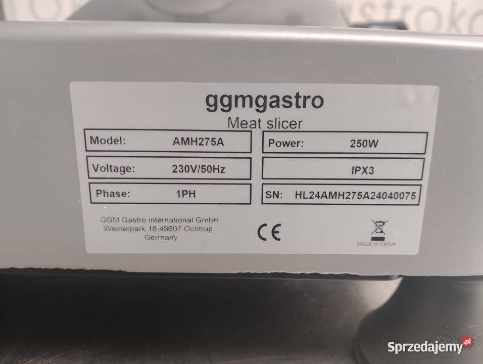 Krajalnica GGM Gastro AMH275A Wrocław