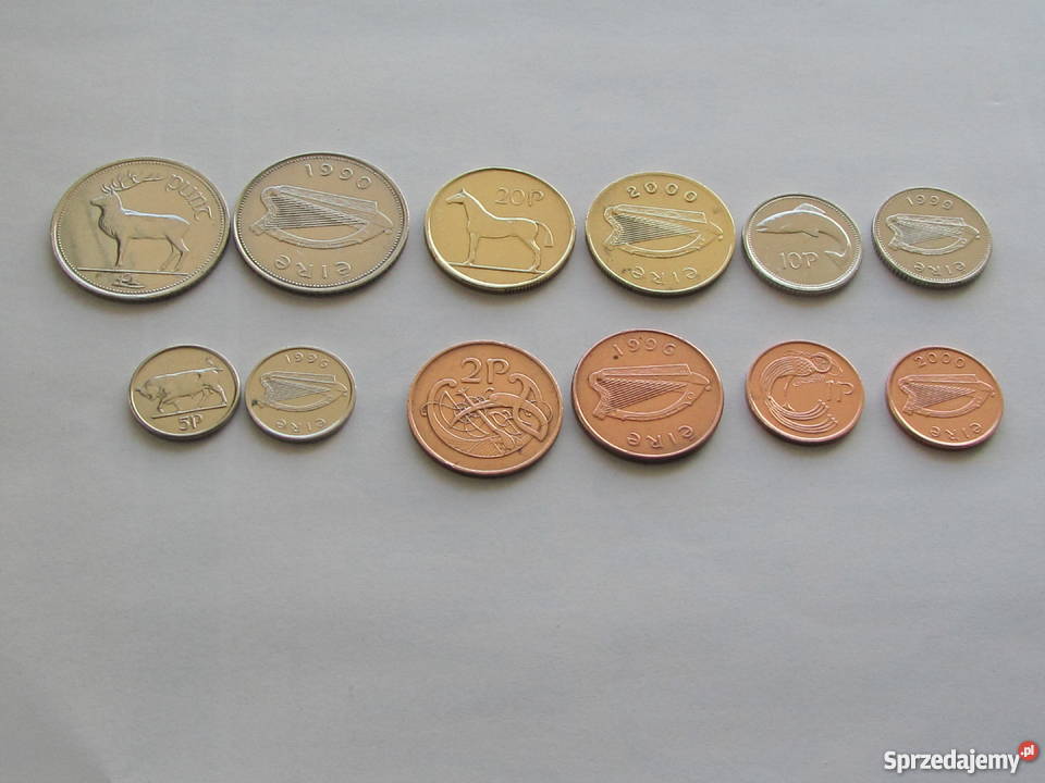 Monety irlandzkie obiegowe przed wprowadzeniem EURO