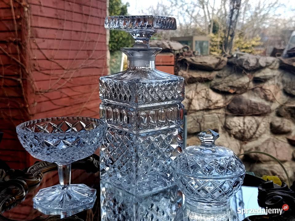 Zestaw kryształowy karafka bombonierka Klenica