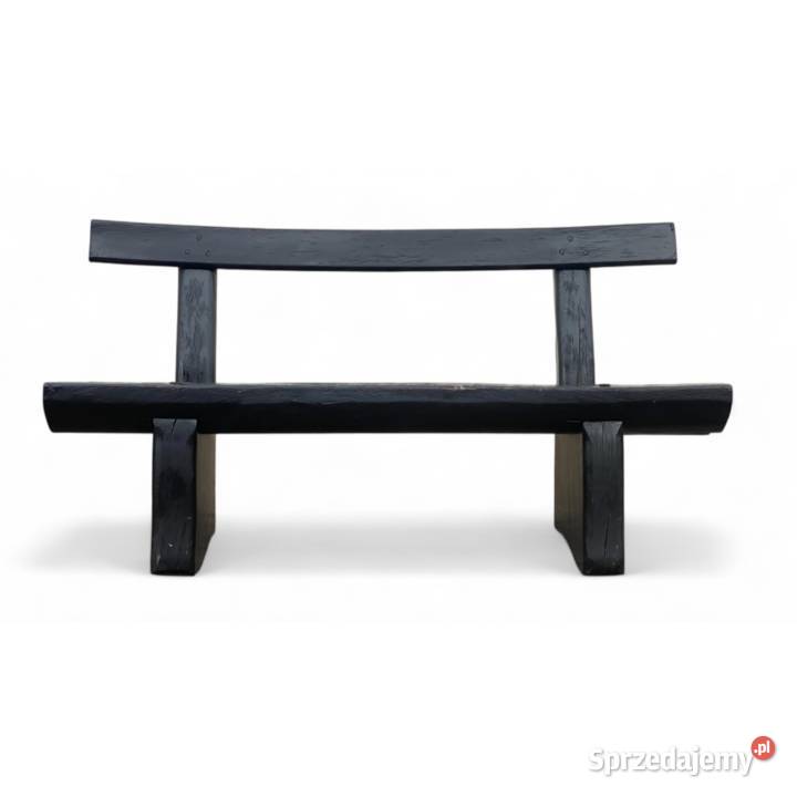Surowa czarna ławka z litego drewna masywna Budno