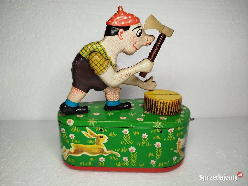 Metalowa Skarbonka z czasów PRLu Drwal Zgierz