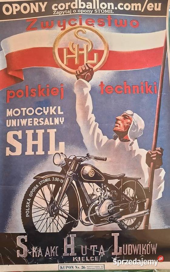 Plakat Reklama POLSKA OPONA STOMIL SHL M04 SOKÓŁ Milanówek
