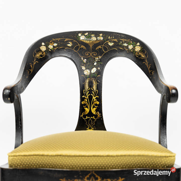 Zabytkowy czarny fotel biblioteczny z sprzedam