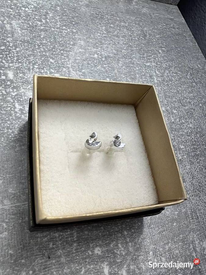 Kolczyki srebrne z diamentem kaczka kaczki Jasło