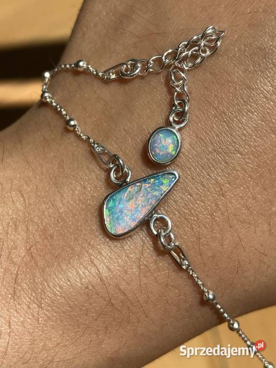 bransoletka 925 z naturalnymi błękitnoróżowymi