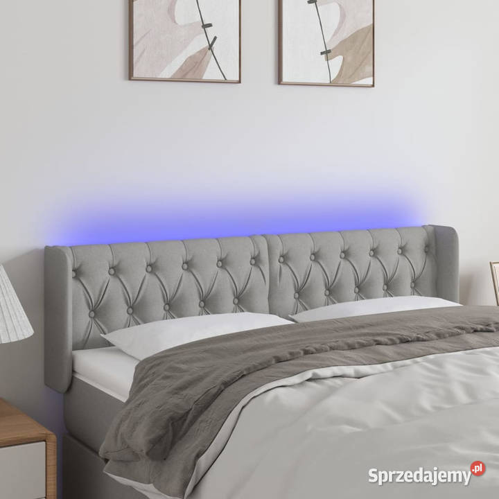 Zagłówek do łóżka z LED jasnoszary 163x16x7888