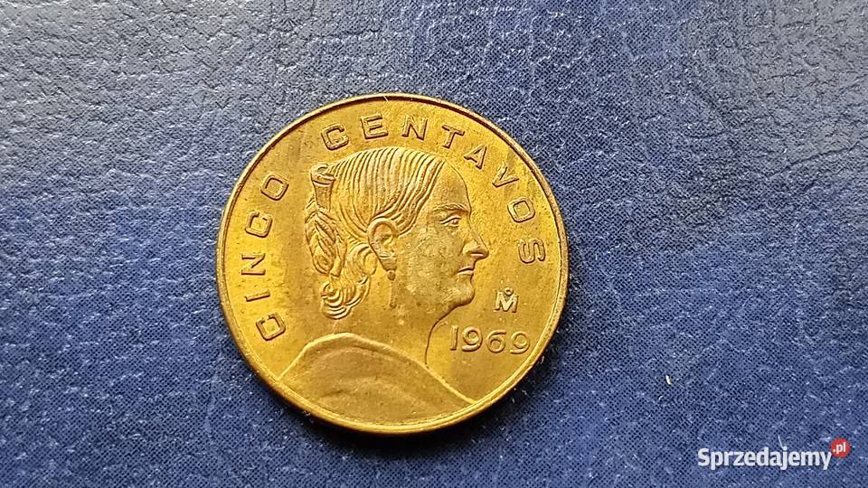 Stare monety 5 centavo 1969 Meksyk mennicza Numizmatyka podkarpackie Lesko