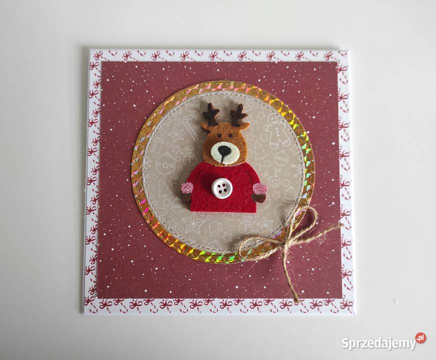 Kartka ręcznie robiona na Święta Bożego Łódź