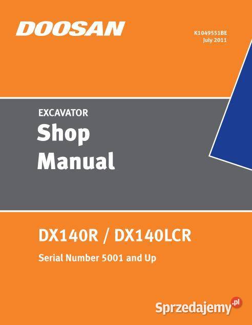 Doosan DX140R DX140LCR instrukcja naprawy Kielce sprzedam