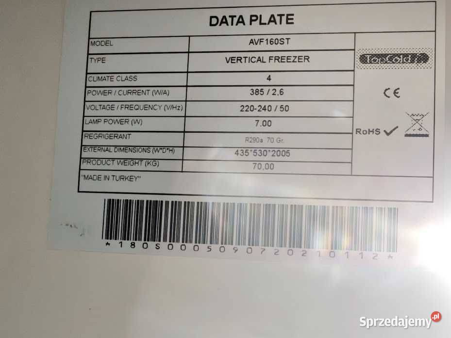 Witryna mroźnicza Topcold AVF160ST slim 200 R290 śląskie Góra sprzedam