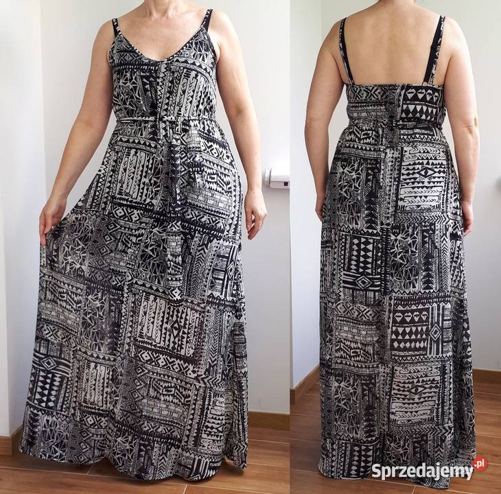 Sukienka S 36 maxi długa z kieszeniami pasek Warszawa sprzedam