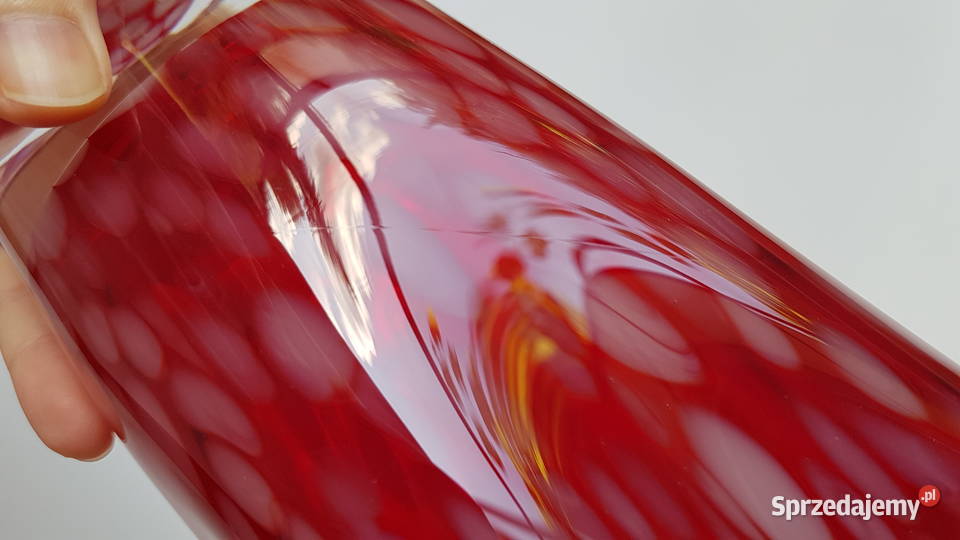 Stary szklany wazon Chusta kolorowe szkło Dąbrowa Górnicza