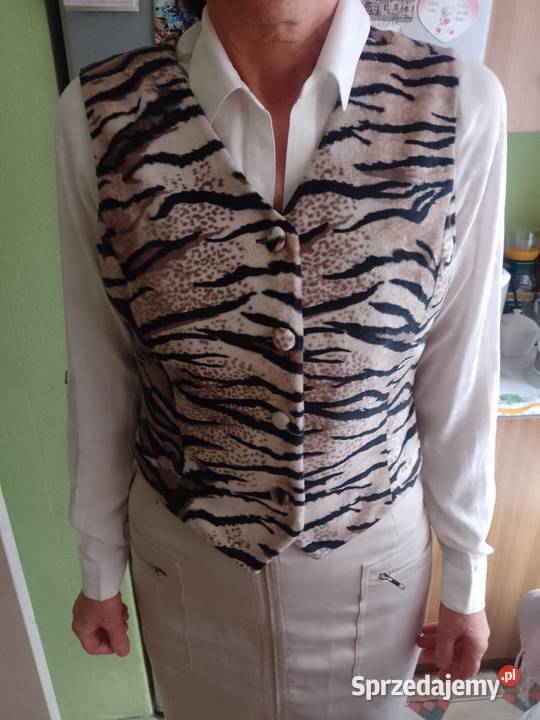 38M Futrzana Kamizelka Garniturowa z Londynu brązowy/beżowy Kraków