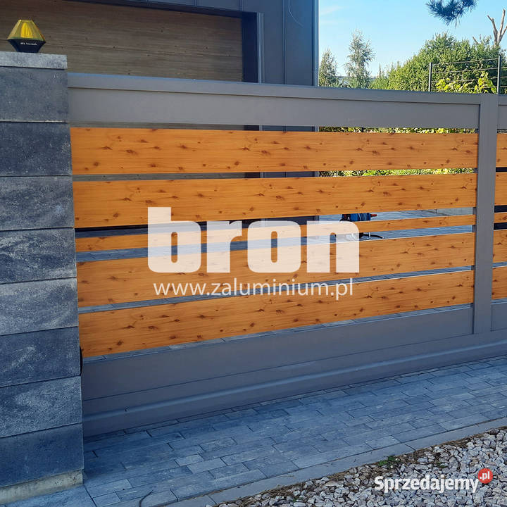 BRON Nowoczesne bramy aluminiowe drewnopodobne