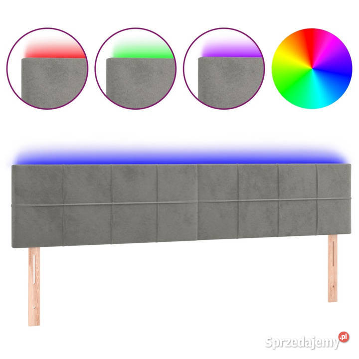 Zagłówek do łóżka z LED jasnoszary 160x5x7888 Ramy i stelaże Warszawa