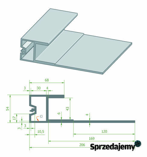 Prowadnica aluminiowa wózka pod wyciągarkę 210 dostawcze Lubanie