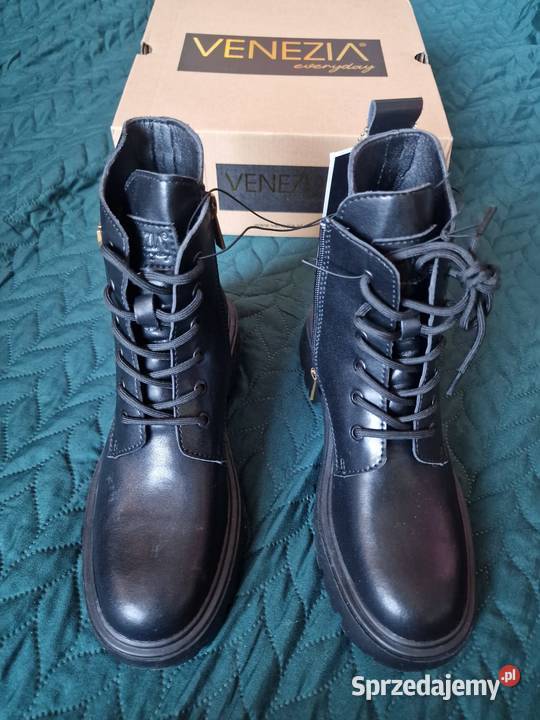 NOWE Buty VENEZIA czarne botki skóra naturalna skóra Wrocław
