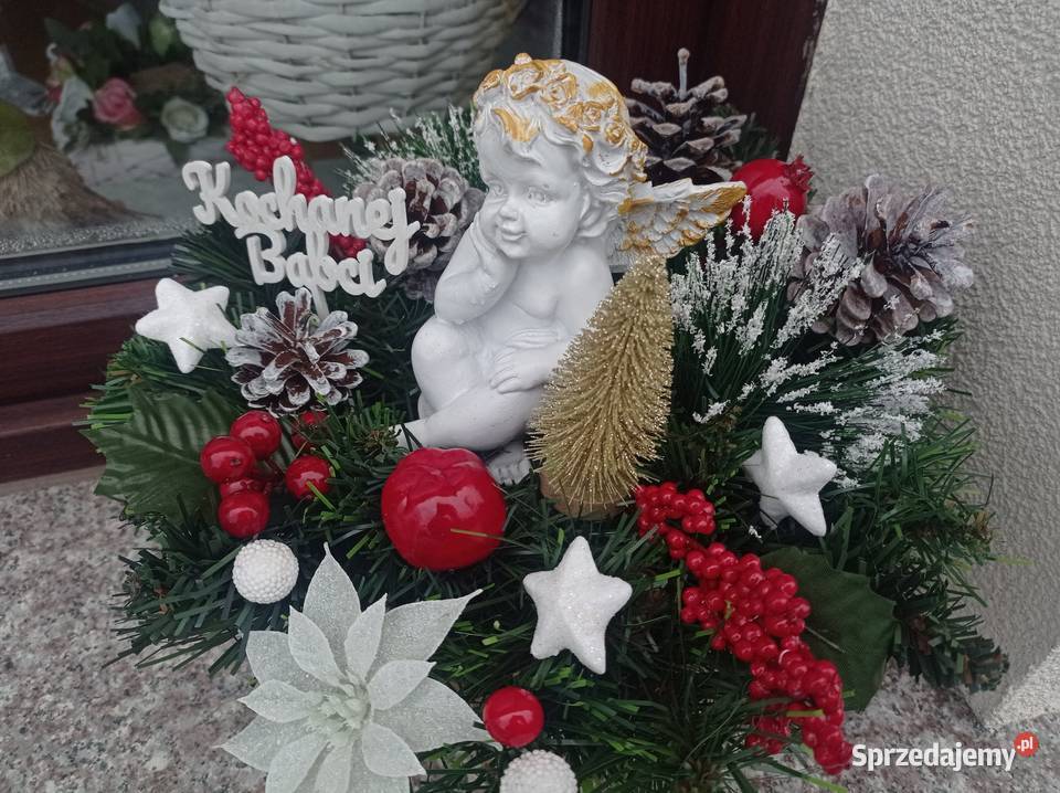Stroik świąteczny na cmentarz z aniołkiem Pozostałe Rzepiennik Suchy