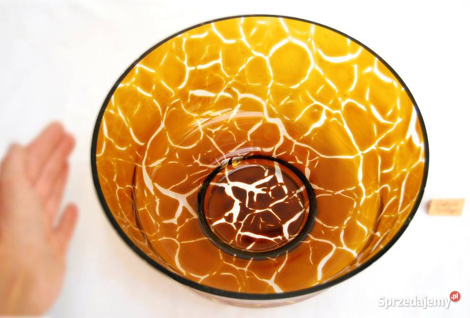 Misa miska miodowe szkło żółe polskie szkło PRL Lublin