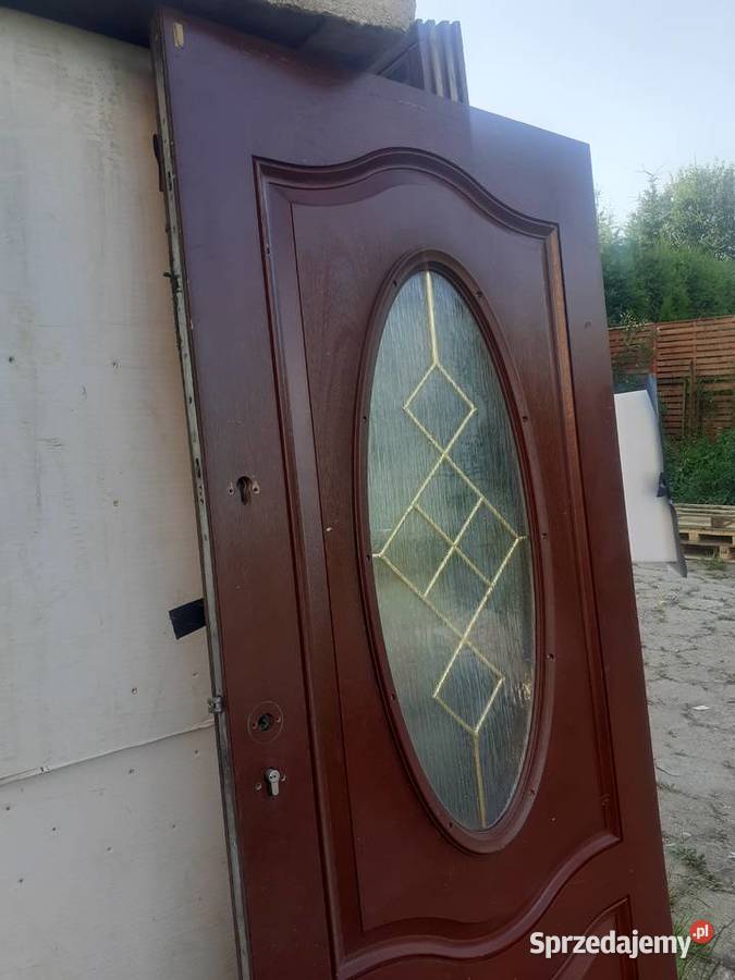 Drzwi zewnętrzne drewniane ciemny dąb Boguszów-Gorce