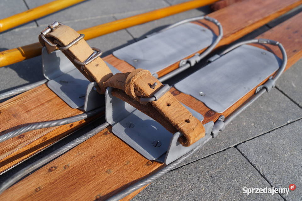 Stare narty drewniane 172 z kijkami Pruchnik