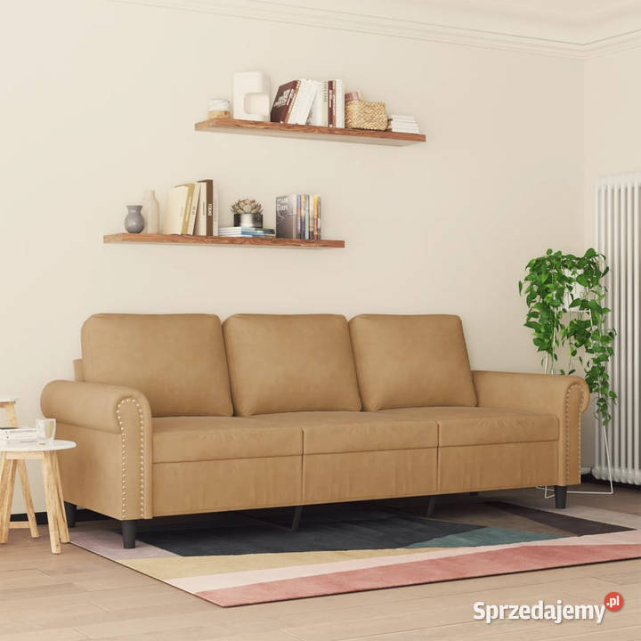 Sofa 3osobowa brązowa 180 tapicerowana aksamitem Warszawa