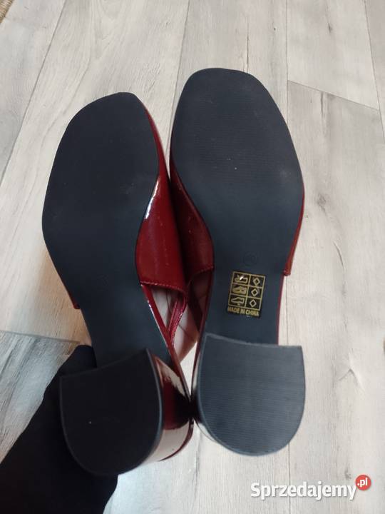 3940 Bordowe czółenka wieczorowe z odkrytą piętą Czółenka Kraków