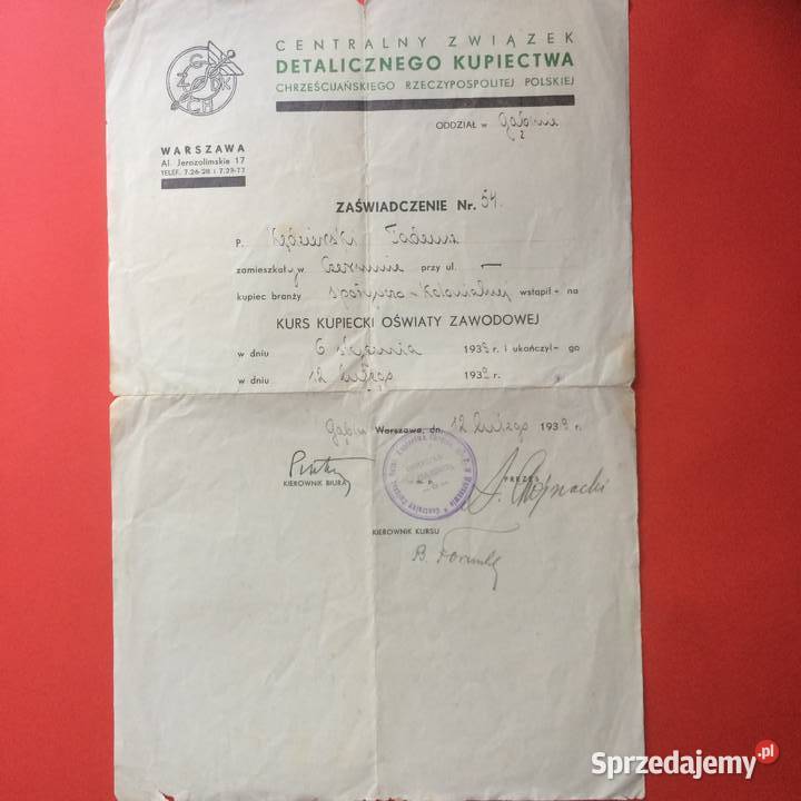1742 Zaświadczenie O Ukończeniu Kursu Szczecin