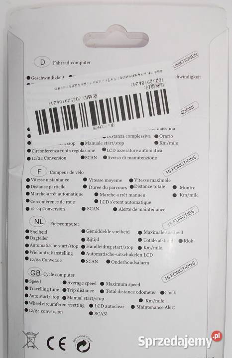 Licznik Prędkościomierz Komputer Rowerowy łódzkie Sieradz